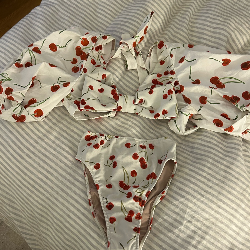 Adriana Degreas Cherry Bomb Puff Sleeve Bikini